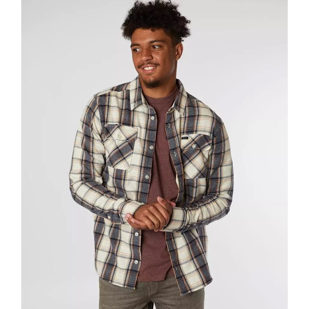 RVCA Plaid Flannel Shirt | Surf Utility Casual Men's Button Up | Casual Utility